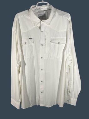 Poncho Mens White Odessa Long Sleeve Shirt XXL Regular Fit UPF 50+ Breathable